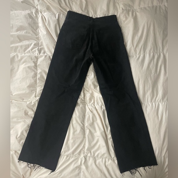 Zara Wide Leg Jeans with fray bottom Black US 8 - Picture 9 of 13